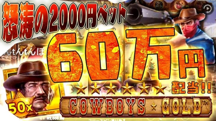 【オンラインカジノ】1回転2000円でCOWBOYS GOLDを回した結果ｗｗｗｗ【COWBOYS GOLD】