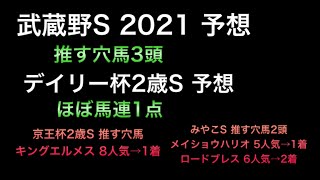 【競馬予想】　武蔵野ステークス　デイリー杯2歳ステークス　2021 予想